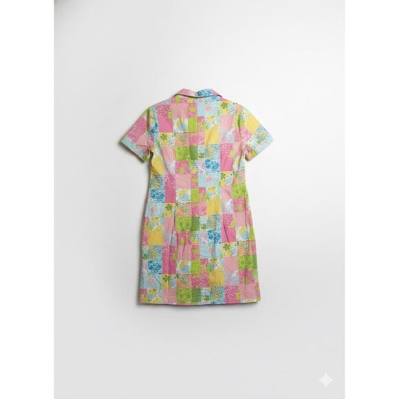 Lilly Pulitzer Vtg Shift Sheath Dress Sz 6 Patchwork Floral Shirt Dress Feminine - Picture 4 of 5